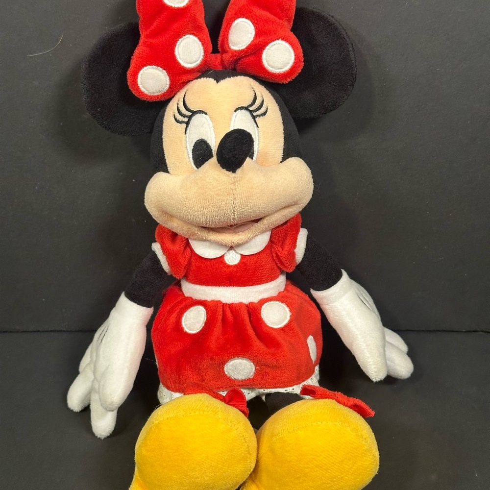 Disney Store Authentic Minnie Mouse Plush in Red Polka Dot Dress